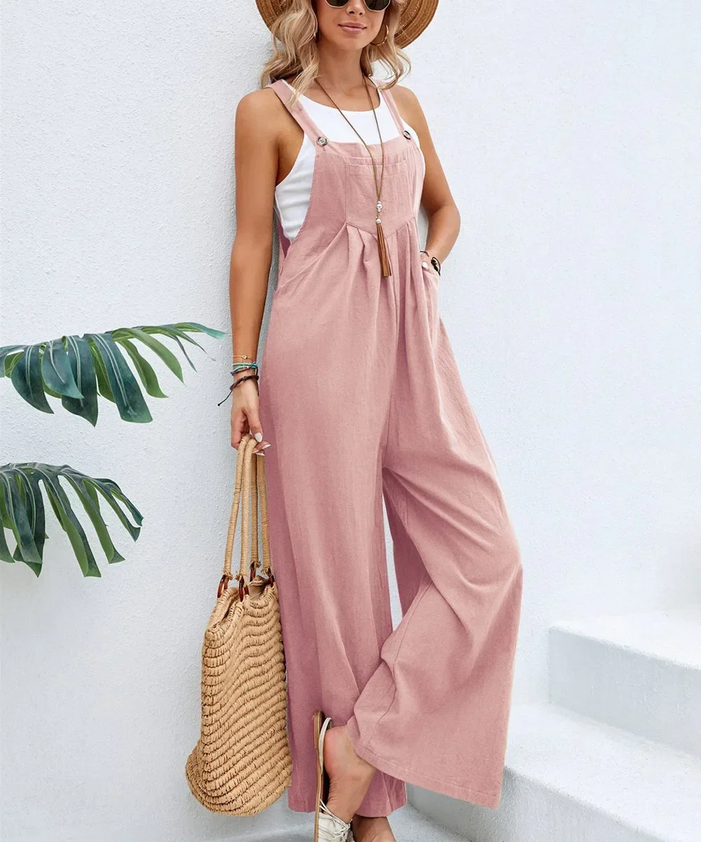 Women Loose Fit Fashion Overalls Wide Leg Baggy Bib Overalls Jumpsuit Dungarees Summer Jumpsuit Casual Elegant Overalls Summer