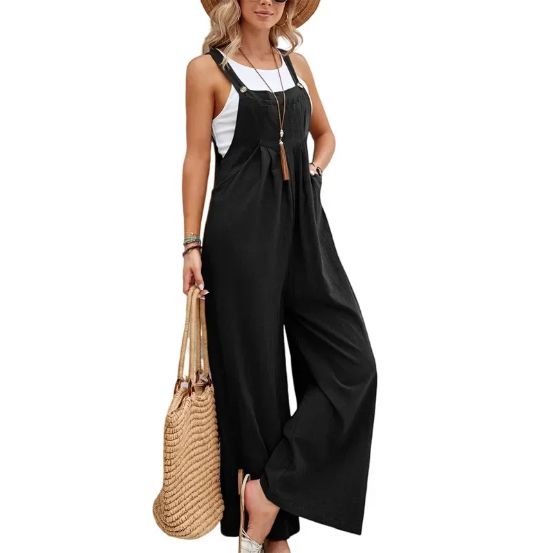 Women Loose Fit Fashion Overalls Wide Leg Baggy Bib Overalls Jumpsuit Dungarees Summer Jumpsuit Casual Elegant Overalls Summer