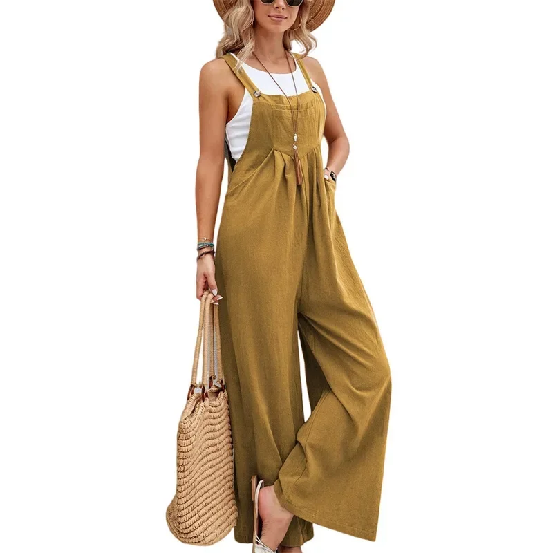 Women Loose Fit Fashion Overalls Wide Leg Baggy Bib Overalls Jumpsuit Dungarees Summer Jumpsuit Casual Elegant Overalls Summer