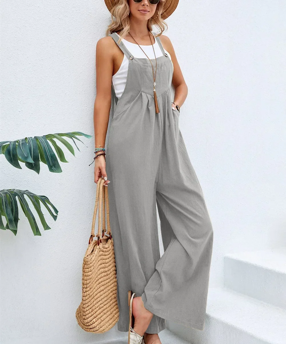 Women Loose Fit Fashion Overalls Wide Leg Baggy Bib Overalls Jumpsuit Dungarees Summer Jumpsuit Casual Elegant Overalls Summer