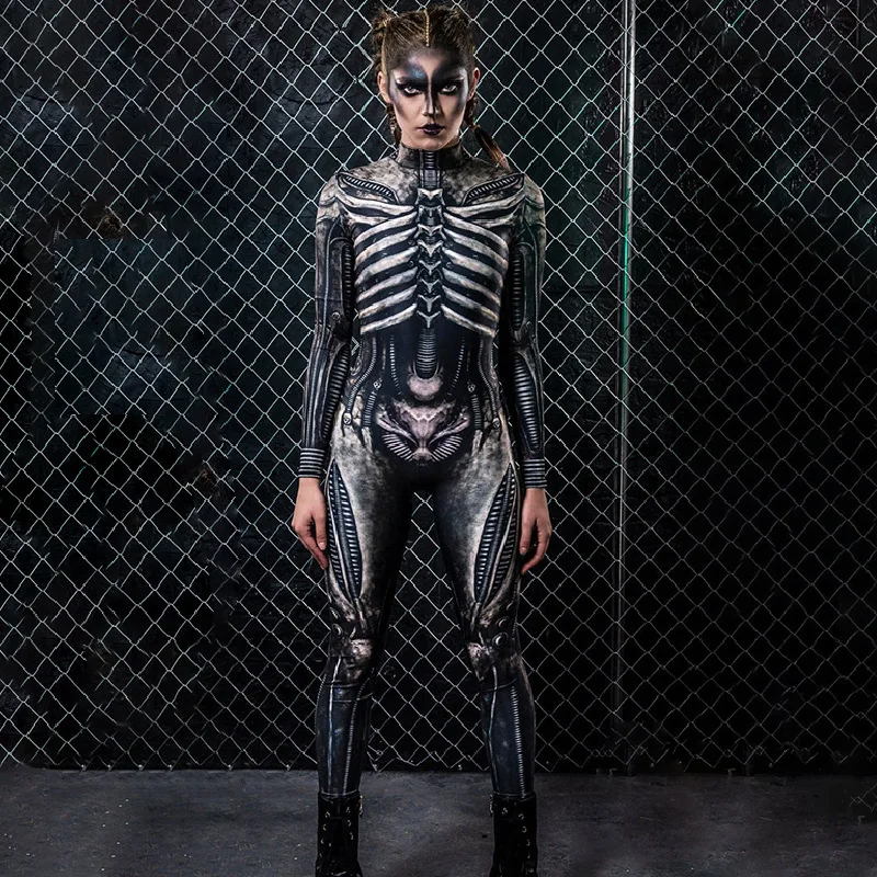 Halloween Horror Nights Rose Ghost Bride Skeleton Skeleton Y2K Challenge Ghost Cosplay Masquerade Party Prom Women's Jumpsuit