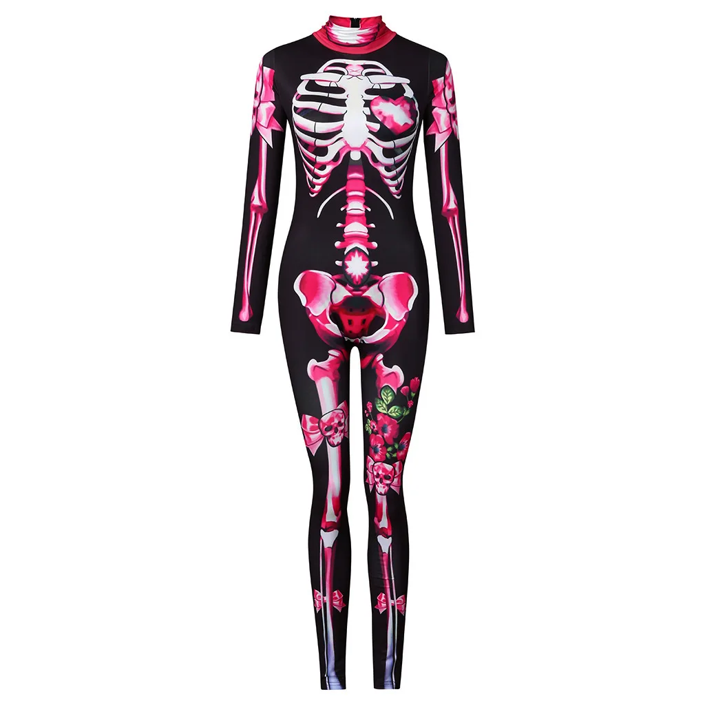 Halloween Horror Nights Rose Ghost Bride Skeleton Skeleton Y2K Challenge Ghost Cosplay Masquerade Party Prom Women's Jumpsuit