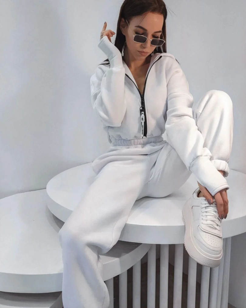 2024 ladies fall and winter one-piece sweatpants suit Zip-up hooded Jumpsuits tracksuit Sportswear - Image 4