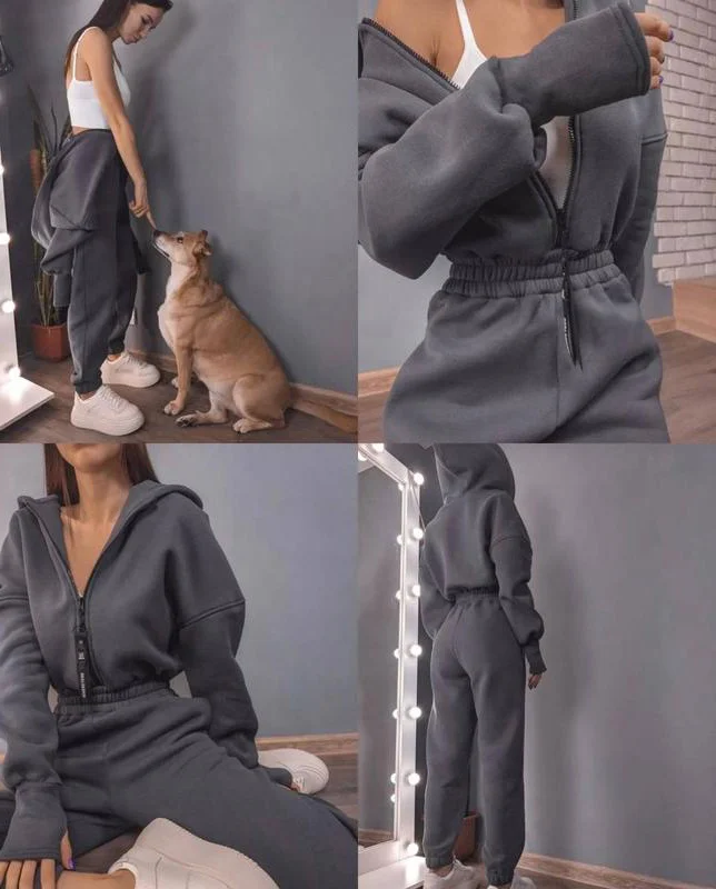 2024 ladies fall and winter one-piece sweatpants suit Zip-up hooded Jumpsuits tracksuit Sportswear