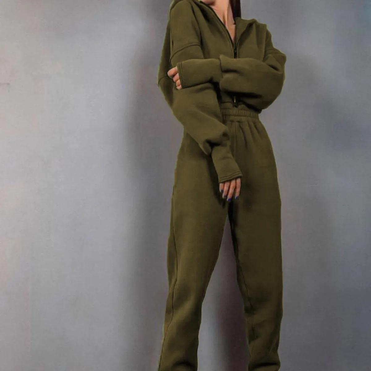 2024 ladies fall and winter one-piece sweatpants suit Zip-up hooded Jumpsuits tracksuit Sportswear