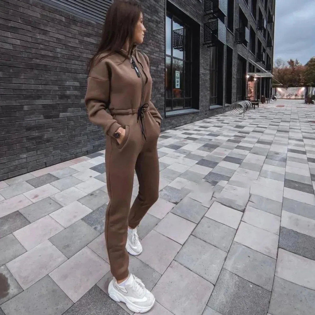 2024 ladies fall and winter one-piece sweatpants suit Zip-up hooded Jumpsuits tracksuit Sportswear