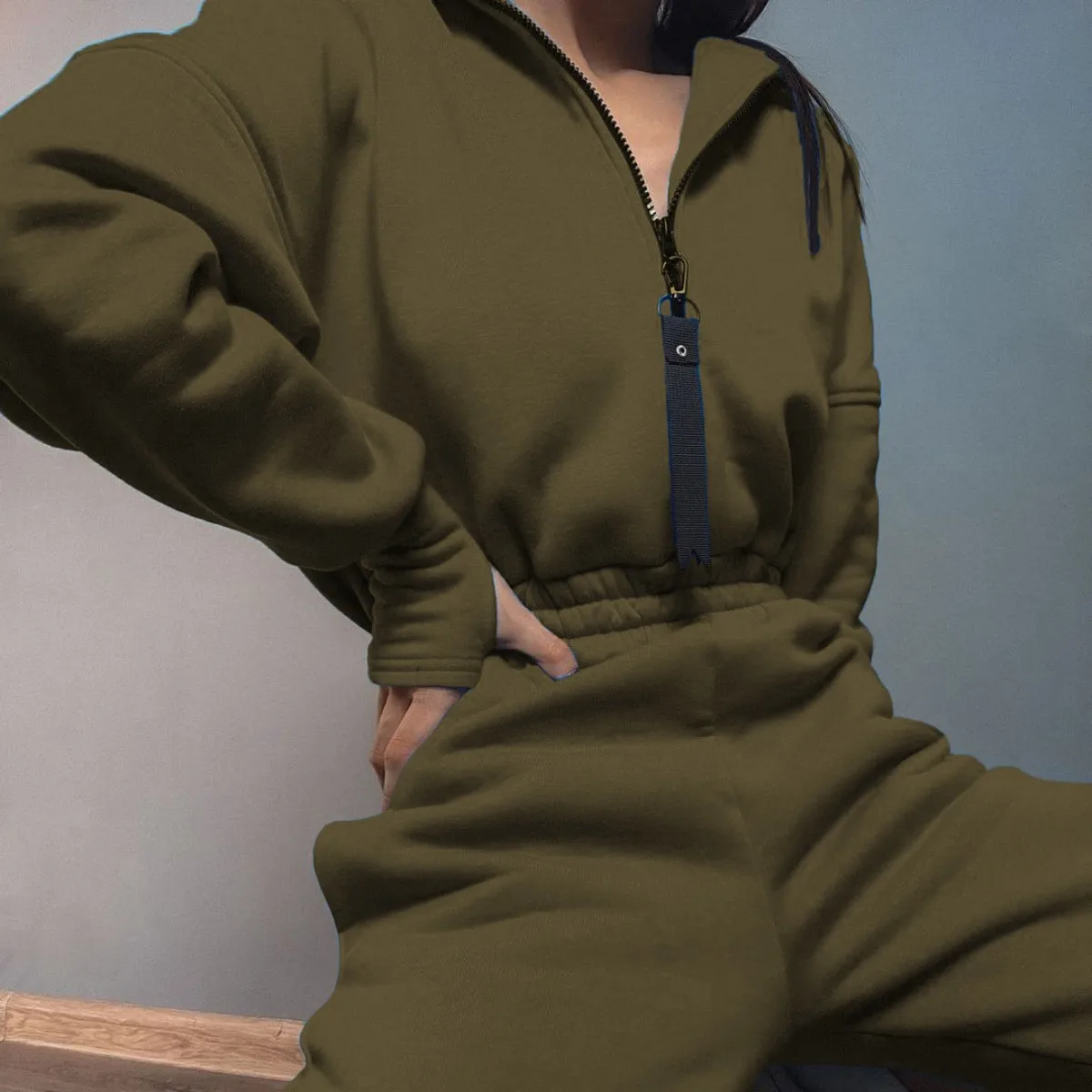 2024 ladies fall and winter one-piece sweatpants suit Zip-up hooded Jumpsuits tracksuit Sportswear