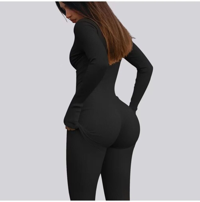 2024 New Fitness Outfit Female Casual Sport Workout Zipper Jumpsuit Women Romper Long Sleeves Skinny Activity Wear Overalls Tops - Image 5