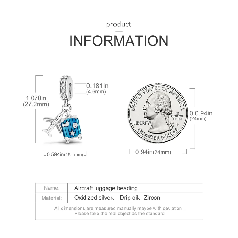 Genuine 925 Sterling Silver Travel Passport Plane Charms Beads Pendants Fit Original Pan Bracelet DIY For Women Jewelry Gift