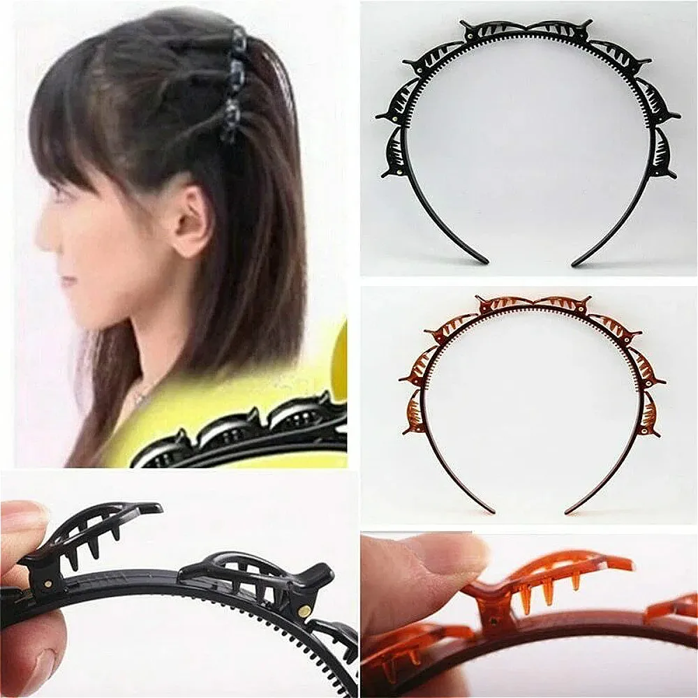 2022 New Double Bangs Hairstyle Hair Clips Hairpin Head Hoop Twist Plait Clip Front Hairclips Hair Hoop Women Headband Headwear