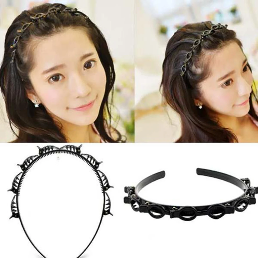 2022 New Double Bangs Hairstyle Hair Clips Hairpin Head Hoop Twist Plait Clip Front Hairclips Hair Hoop Women Headband Headwear