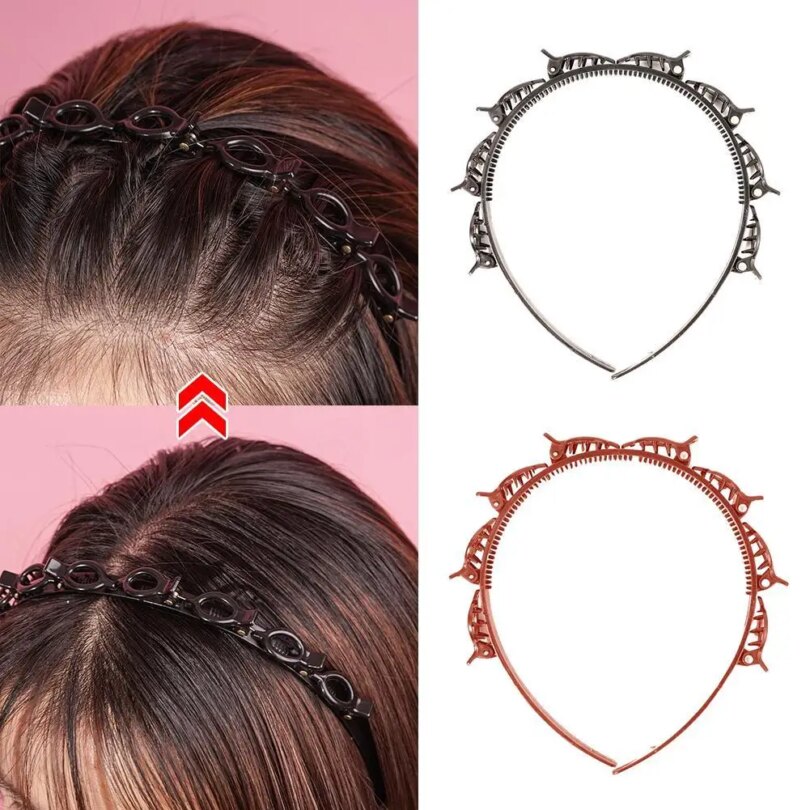 2022 New Double Bangs Hairstyle Hair Clips Hairpin Head Hoop Twist Plait Clip Front Hairclips Hair Hoop Women Headband Headwear - Image 3