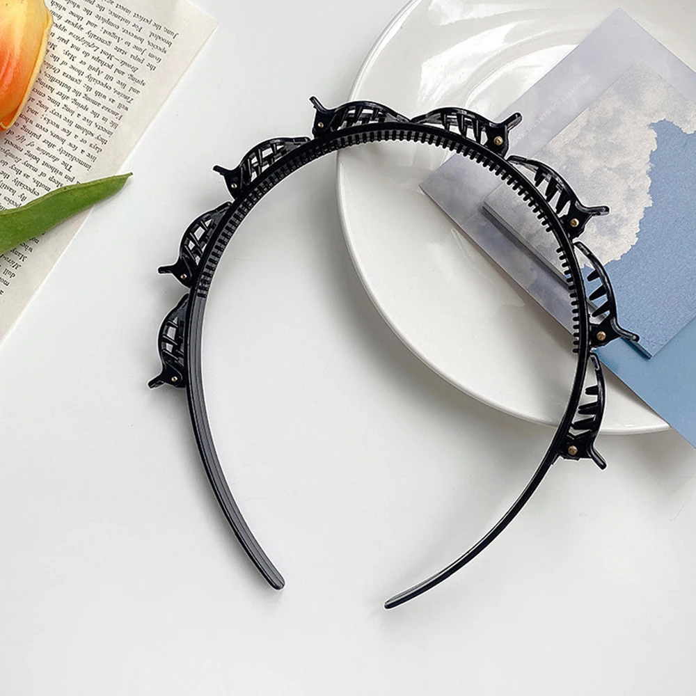 2022 New Double Bangs Hairstyle Hair Clips Hairpin Head Hoop Twist Plait Clip Front Hairclips Hair Hoop Women Headband Headwear