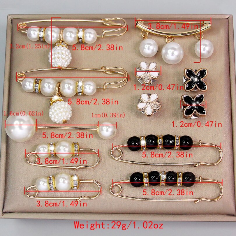 AINAMEISI 12pcs Fashion Pearl Brooch Waist Cinching Adjustable Skirt Anti-slip Metal Pin Fixed Clothes DIY Accessories - Image 5