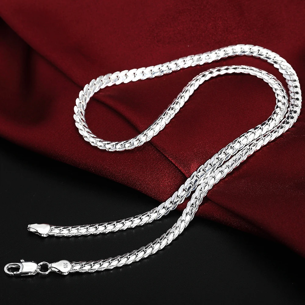 925 sterling silver 18K gold 6MM chain bracelets neckalce for women men fashion Party wedding  jewelry sets gifts