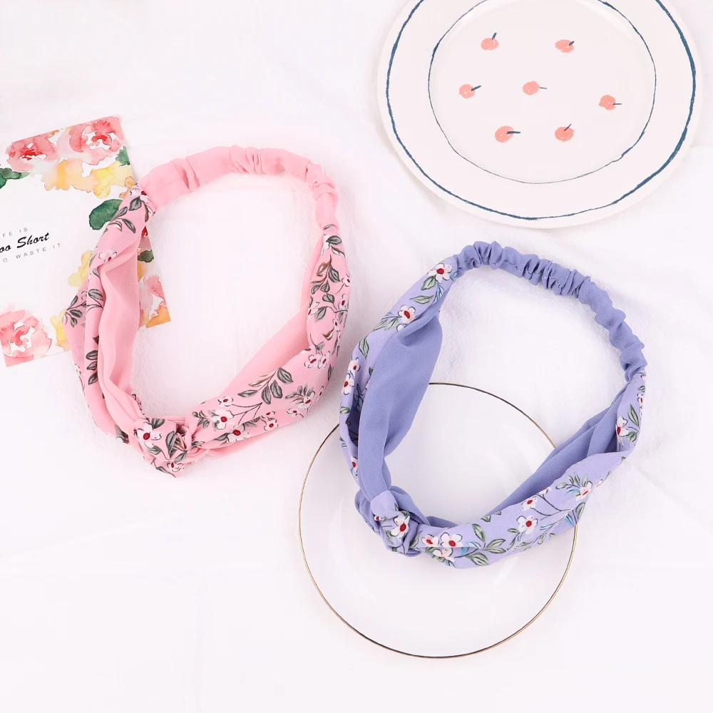 New Women Suede Soft Solid Print Headbands Vintage Boho Cross Knot Elastic Hairbands Bandanas Girls Hair Bands Hair Accessories