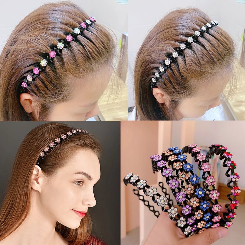 Fashion Pearl Non-Slip Rhinestone Hairbands Elastic Flower Women Hair Hoop Bands Headband Bezel Girls Hair Accessories Headdress - Image 5