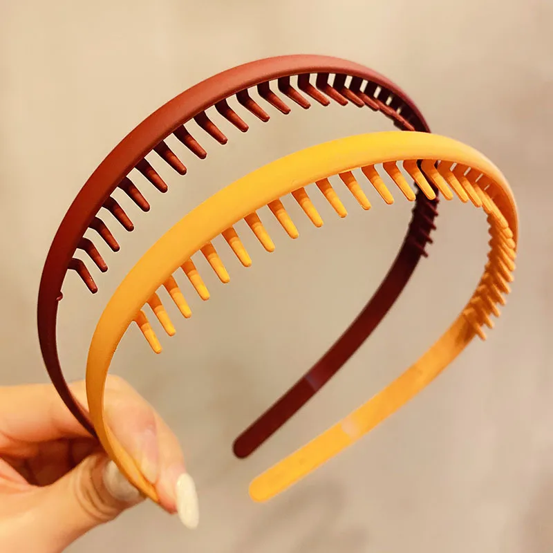 Women Simple Colorful Matte Toothed Hairbands Broken Hair Finishing Headband Outdoor Hair Hoop Headwear Fashion Hair Accessories