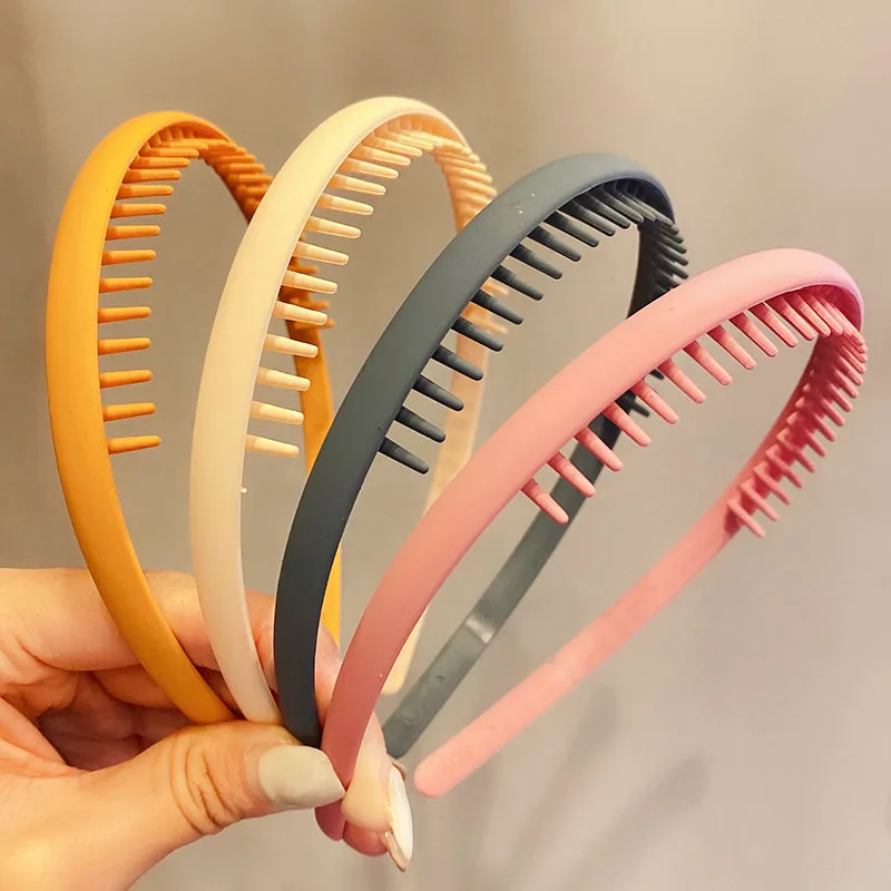 Women Simple Colorful Matte Toothed Hairbands Broken Hair Finishing Headband Outdoor Hair Hoop Headwear Fashion Hair Accessories