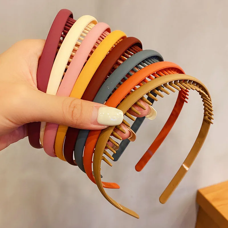 Women Simple Colorful Matte Toothed Hairbands Broken Hair Finishing Headband Outdoor Hair Hoop Headwear Fashion Hair Accessories