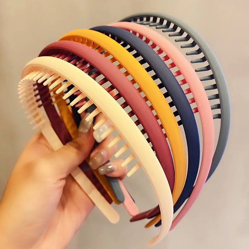 Women Simple Colorful Matte Toothed Hairbands Broken Hair Finishing Headband Outdoor Hair Hoop Headwear Fashion Hair Accessories