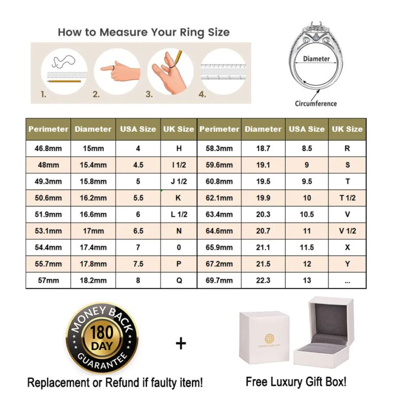 Newshe 925 Sterling Silver Rose Yellow K Gold Engagement Rings Set for Women Halo Cushion AAAAA CZ Guard Wedding Bands Enhancer - Image 6