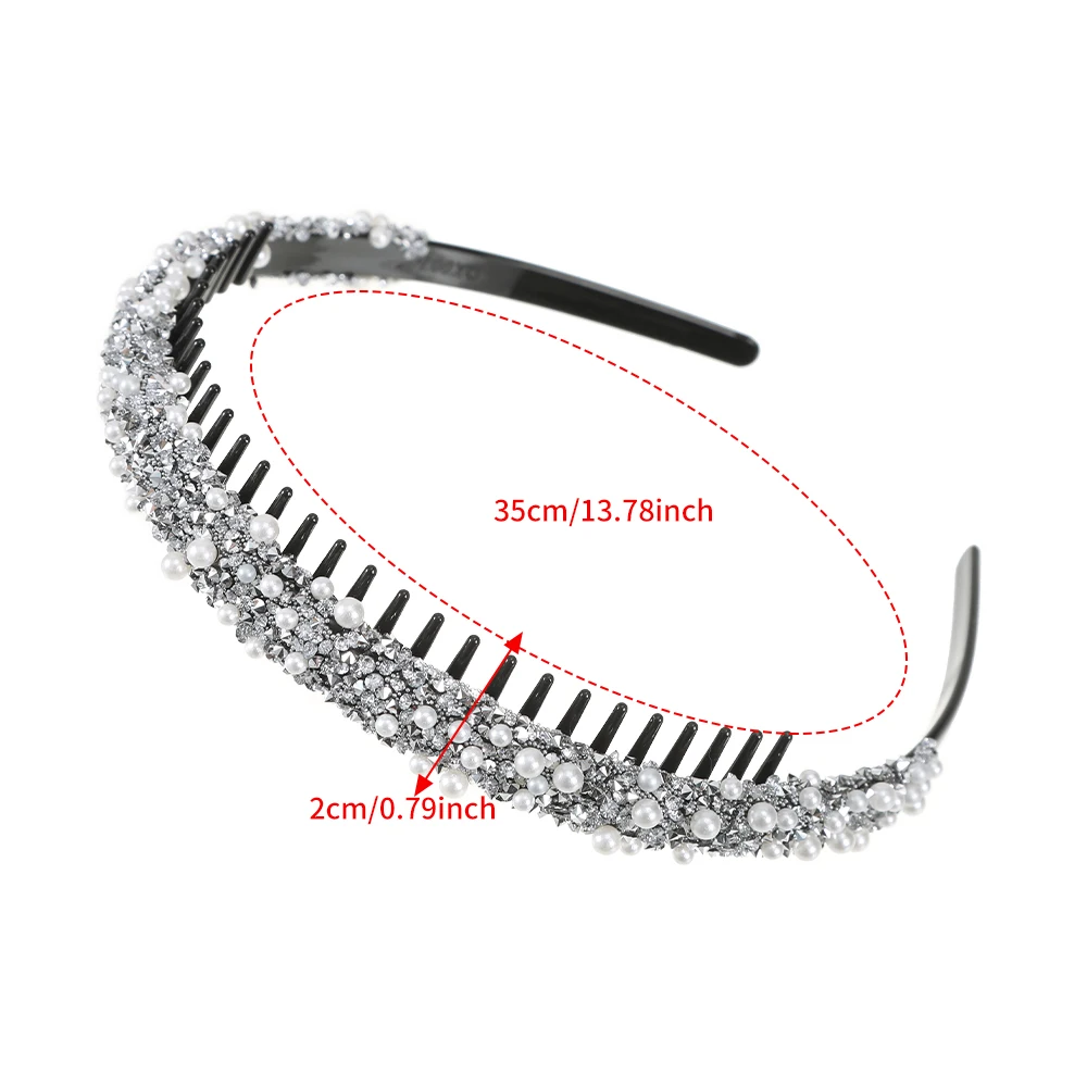 AWAYTR Women Pearl Rhinestones Antislip Hairband For With Teeth Hair Band Headband Hair Hoop Bezel Fashion Hair Accessories