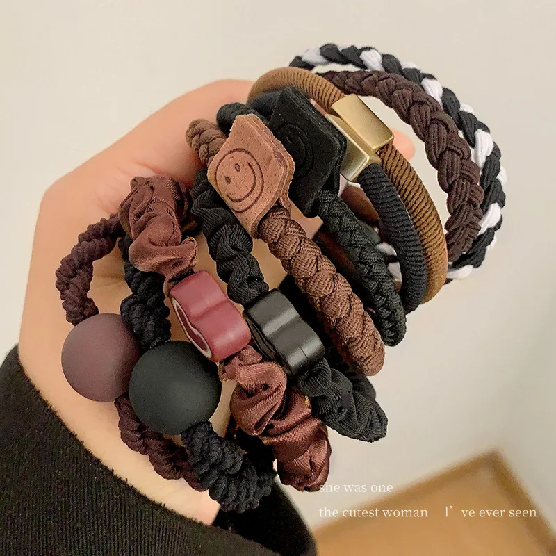 10PCS Women's Hair Ring Set Hair Accessories High Elasticity Leather Band Simple Temperament High Ponytail Durability New Style