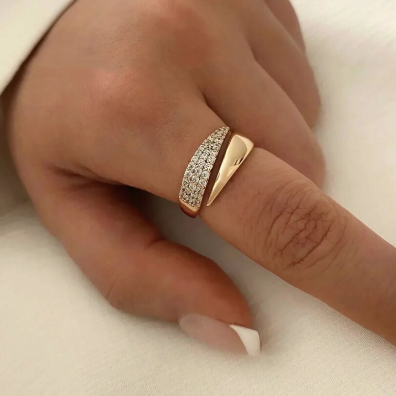 2024 New Stainless Steel 18 K Gold Plated Sun Rings for Women Natural Stone Inlaid in Hollow Metal Texture Ring Trendy Jewelry - Image 3