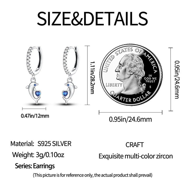 Hoop Earrings 925 Sterling Silver Starry Moon Feather Blue Shiny Zircon Inlaid Drop Earrings Women Fashion Jewelry Gift