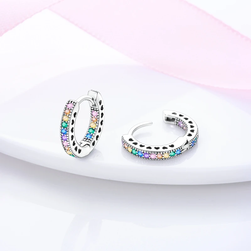 Hoop Earrings 925 Sterling Silver Starry Moon Feather Blue Shiny Zircon Inlaid Drop Earrings Women Fashion Jewelry Gift