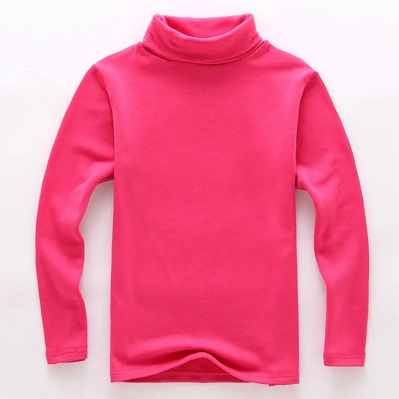 New 2024 Autumn Winter Boys Girls Kids Fashion Solid T Shirt Tops Children O-neck Long Sleeve Warm Casual T-shirts