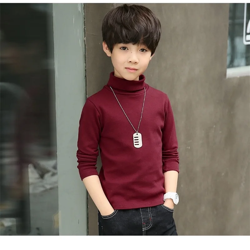 New 2024 Autumn Winter Boys Girls Kids Fashion Solid T Shirt Tops Children O-neck Long Sleeve Warm Casual T-shirts