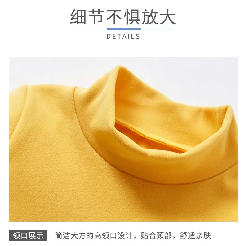 Boys' Half High Collar Underlay Shirt Children's Thickened Warm Mid Collar Versatile T-shirt Autumn/Winter Top