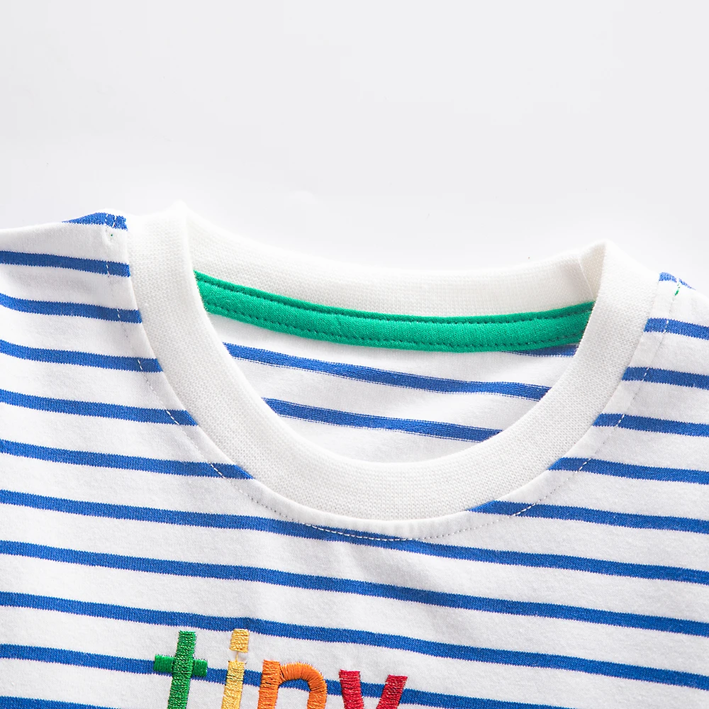 Jumping Meters 2-7T New Arrival Striped Animals Embroidery Boys Tshirts Autumn Winter Children's Clothes Long Sleeve Kids Tops