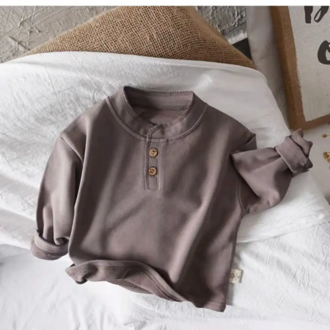 Korean Children's Casual Long-sleeved T-shirt Spring  Autumn New Boys and Girls Cotton Top T-shirt Children's Bottom Shirt