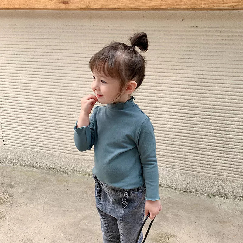 Children Girls Undershirt Turtleneck Warm Bottoming Shirt Autumn Winter Long Sleeves T-shirt Kids Girls Casual Tops Tees 1~7 Y