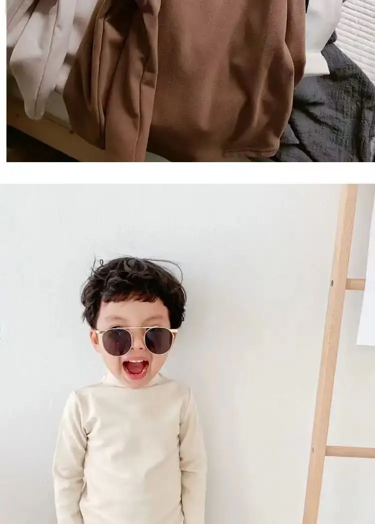 2022 Autumn Winter Girls Boys Single Fleece Soft Warm Half Turtleneck Long Sleeve T-shirts Baby Kids Children Tops Tee