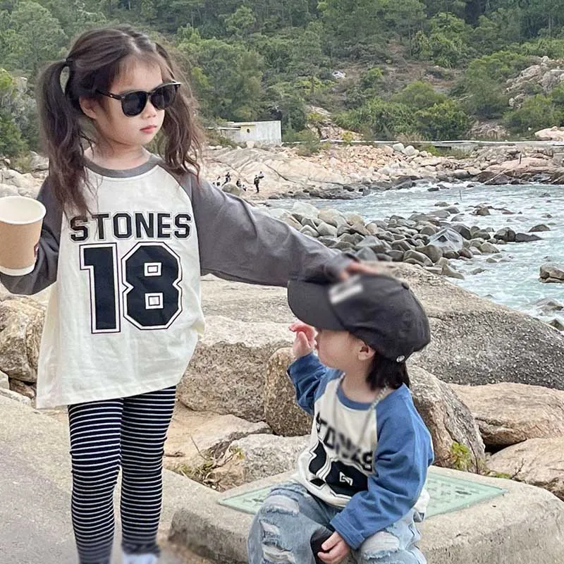 Spring Autumn Baby Boys Girls Long Sleeved T-shirt Children Clothing Tops Pullover Casual Kids Blouse Crewneck T Shirt 0-13Age