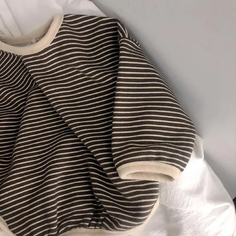 Children's T-shirt Korean Children's Striped Sweaters Baby Kids Girls Loose Long Sleeve Top Spring Autumn New Tops