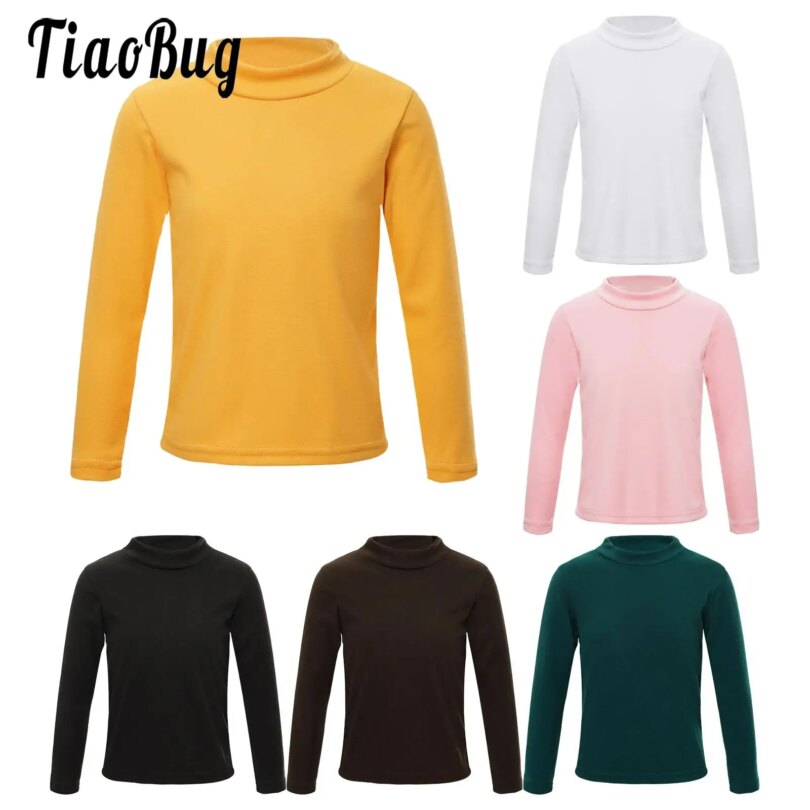 Children Boys Girls Warm Thermal Underwear Shirts Long Sleeve Crew Neck Thermal Top Undershirt Functional Shirt for Winter