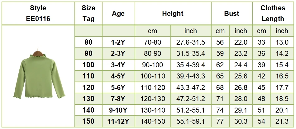 Autumn Winter Fashion Girl Long Sleeve T-Shirt with Ruffle Edges for Kids Soft and Warm Solid Color Children Casual Clothes Tops