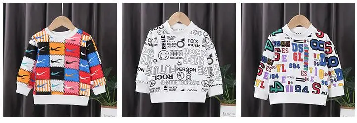 Children Sweater Cotton Kids T-shirt Boy's Girl's Long Sleeve Dress Cartoon Pattern Spring Autumn Clothes Dresses Kids Clothes