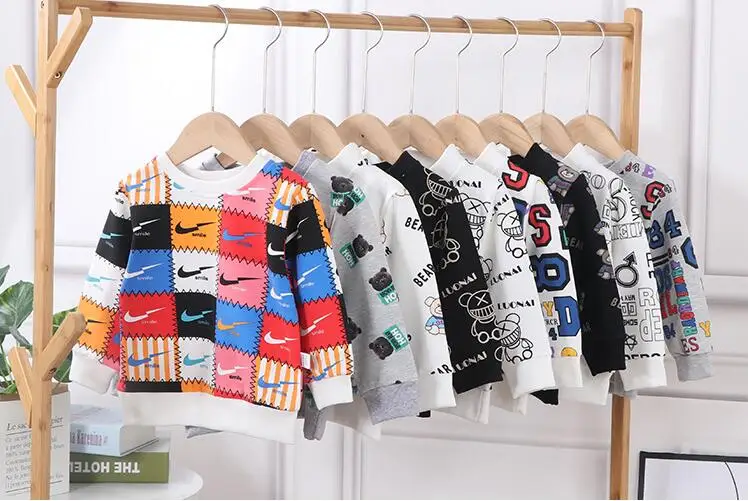 Children Sweater Cotton Kids T-shirt Boy's Girl's Long Sleeve Dress Cartoon Pattern Spring Autumn Clothes Dresses Kids Clothes