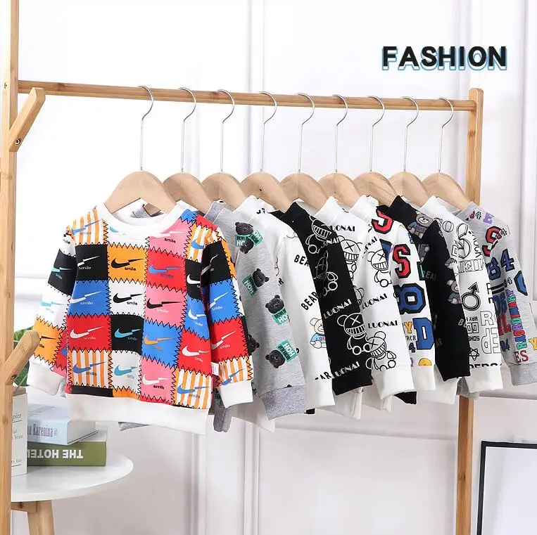 Children Sweater Cotton Kids T-shirt Boy's Girl's Long Sleeve Dress Cartoon Pattern Spring Autumn Clothes Dresses Kids Clothes