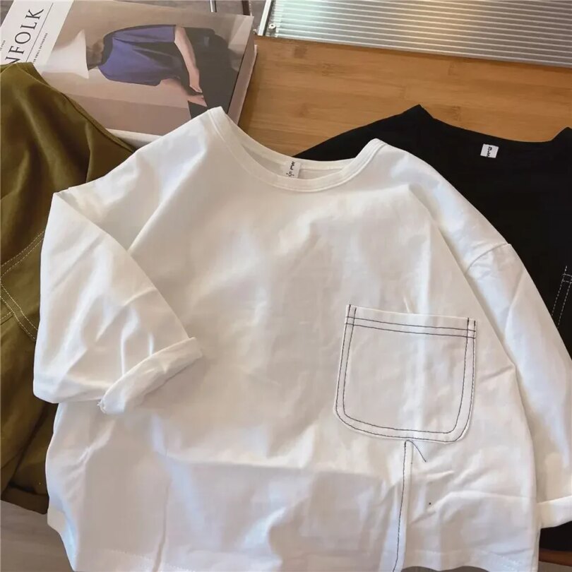 Boys Long-sleeved T-shirt Spring  Autumn Korean New Children Solid Color Irregular Bottoming Shirt Baby Autumn Inner Tops - Image 6