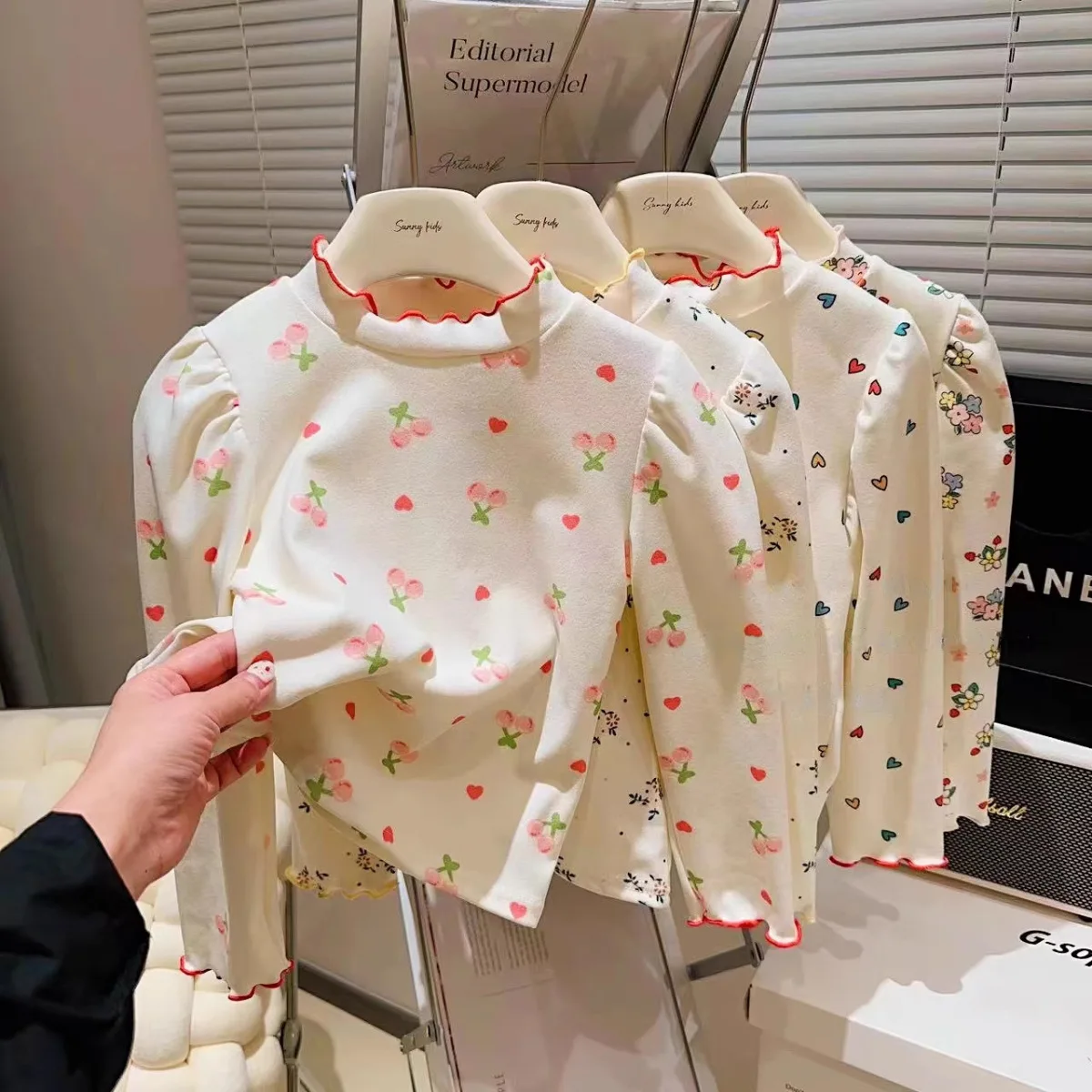 Kids Girls Full Print Bottoming Shirt Spring Autumn Baby Clothing 1-10Years Old New Fashion Casual Long-sleeved Warm Tops Winter