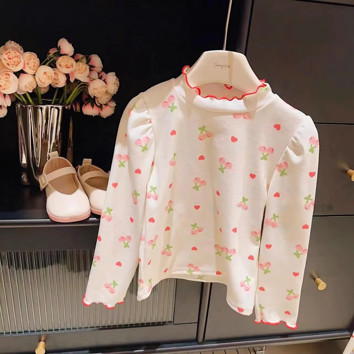 Kids Girls Full Print Bottoming Shirt Spring Autumn Baby Clothing 1-10Years Old New Fashion Casual Long-sleeved Warm Tops Winter