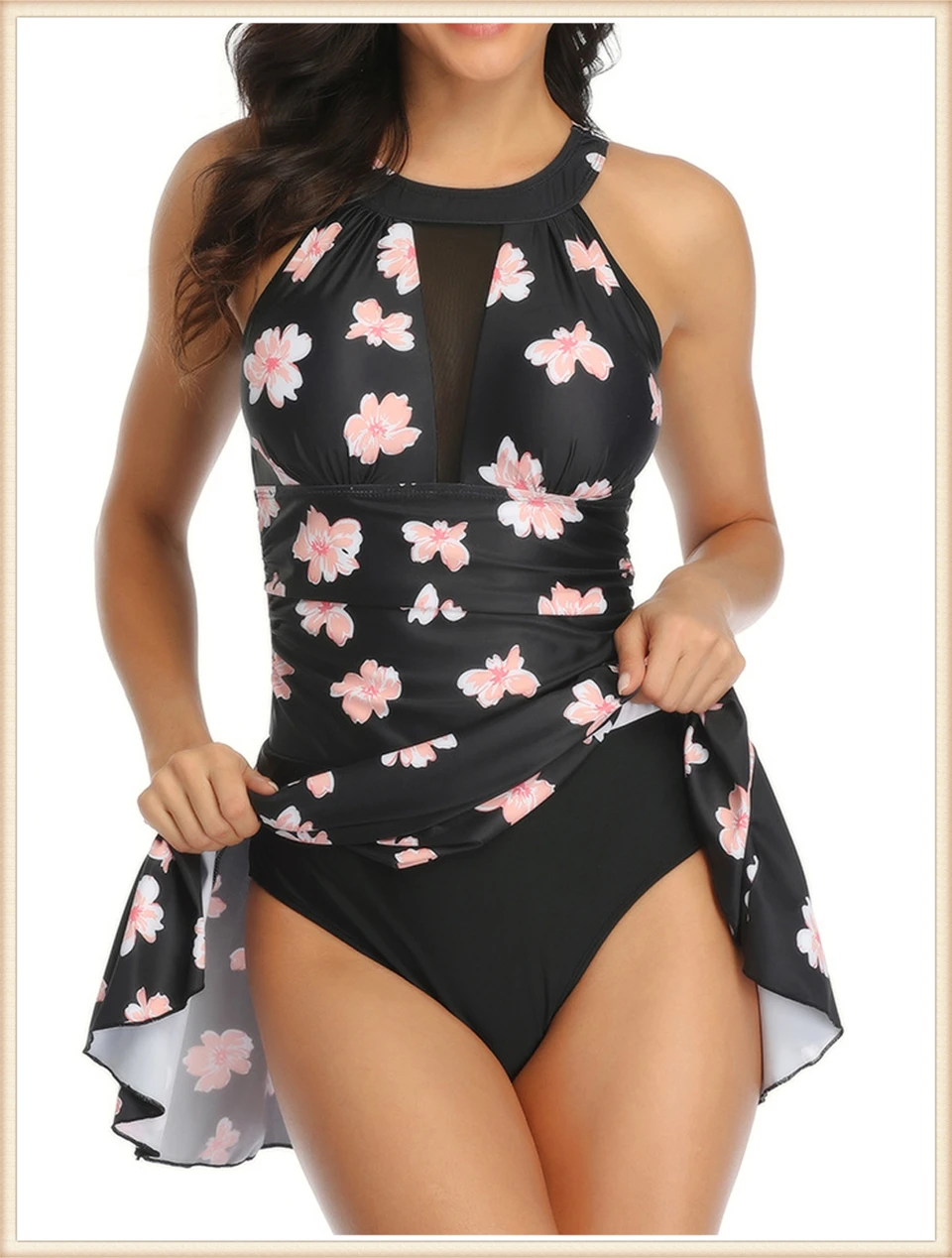 Backless Print Swimsuit Dress 2023 Women High Waist Bikini Swimwear Female Padded Bathing Suit Swimming Beachwear Summer Tankini