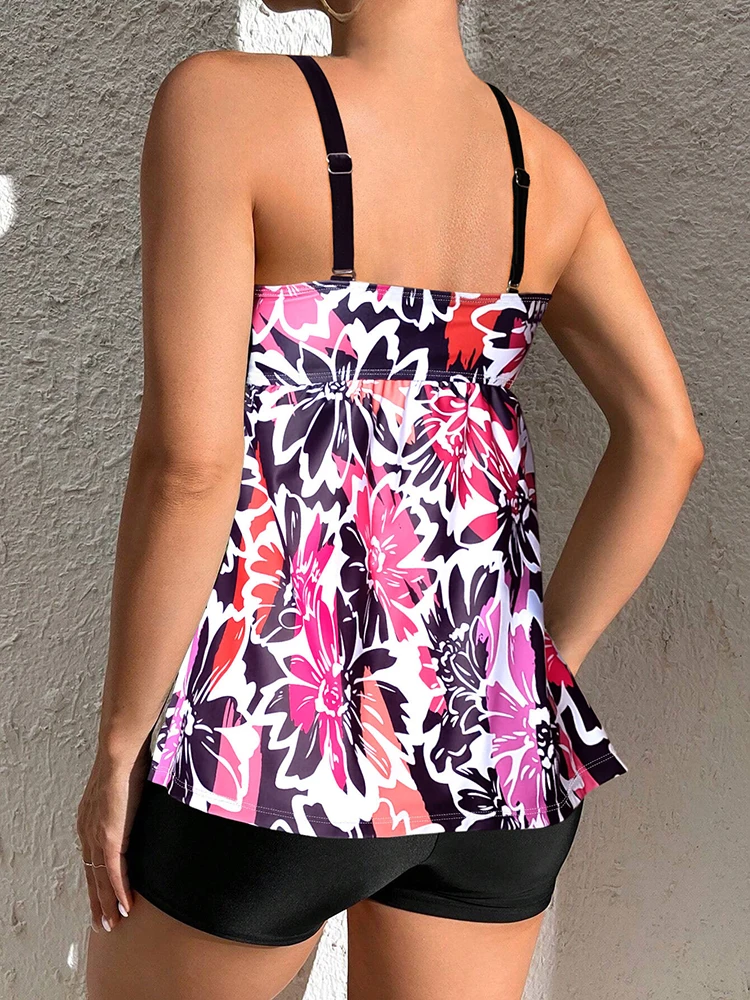 2024 High Quality Design Sexy Women's Bikini Set Black Swimwear Pool Swimsuit Retro Fresh Leaf Print Strap Swimsuit